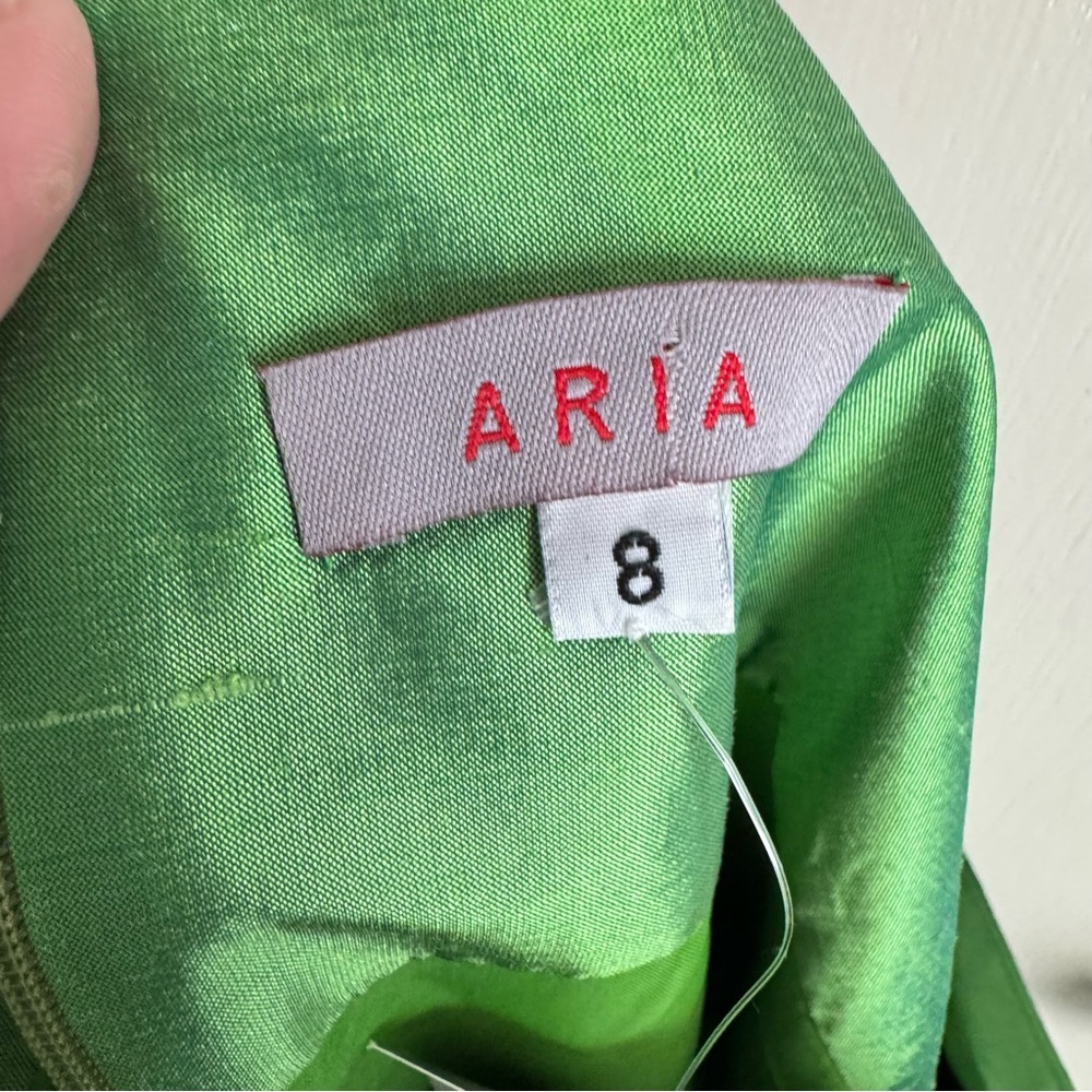 Vintage 90's Aria Vibrant Green Silk Dress - Picture 3 of 5